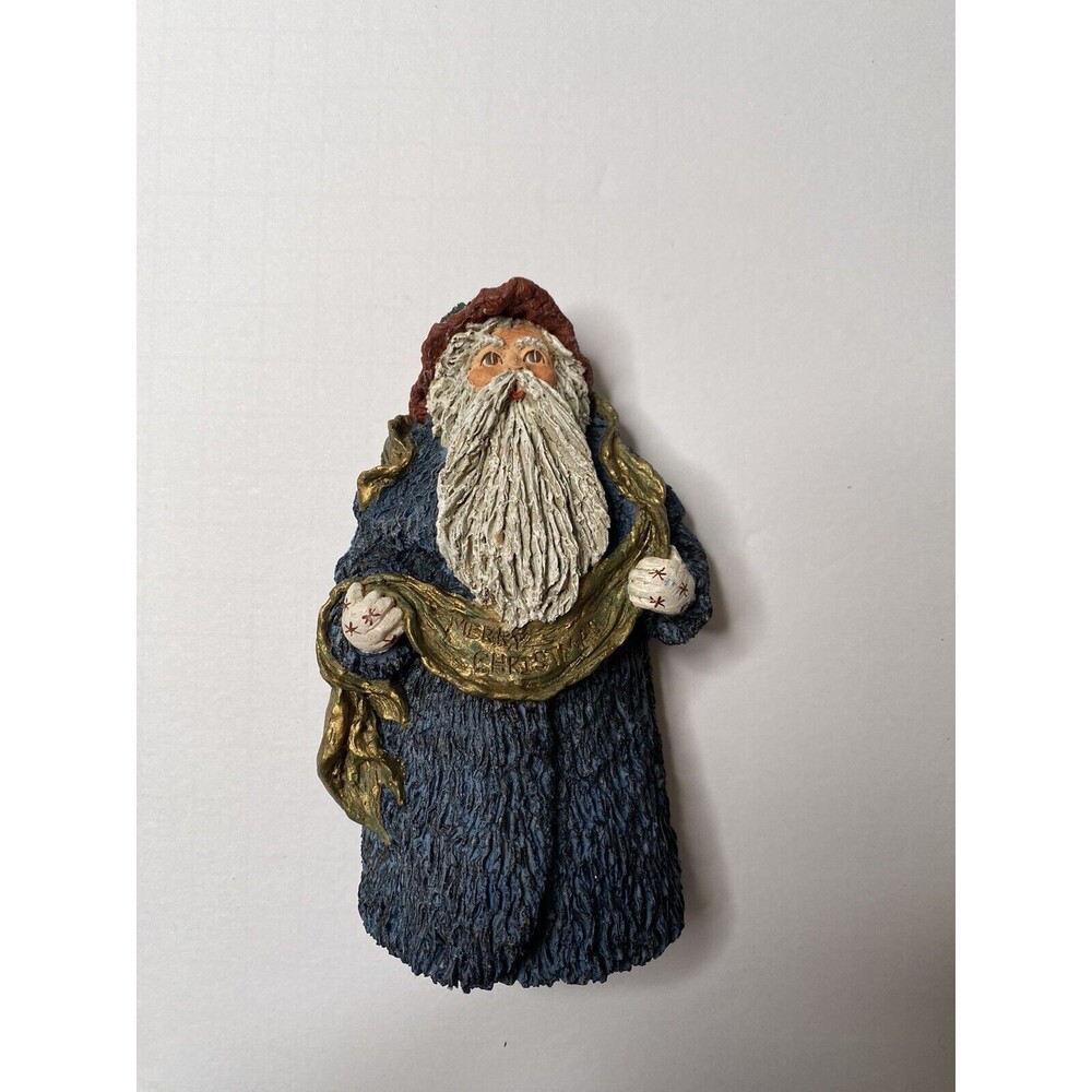June McKenna 1991 Artist Hand Signed Santa Christmas Figurine. Approx 5.5"